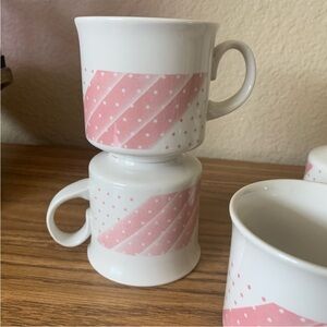 Pink Polka Dot Ceramic Mug Pair